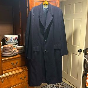 Navy 100% Emperors Cashmere Oxford Clothes Top Coat